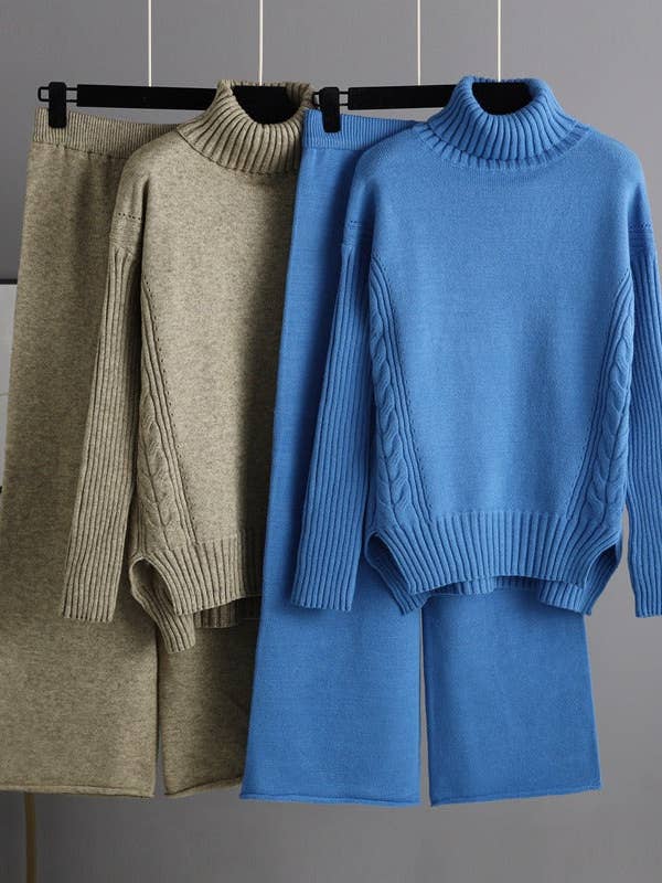 Efterårs- og vinterto-delt sæt med løs turtleneck for engroshandel hos Blak Wardrob