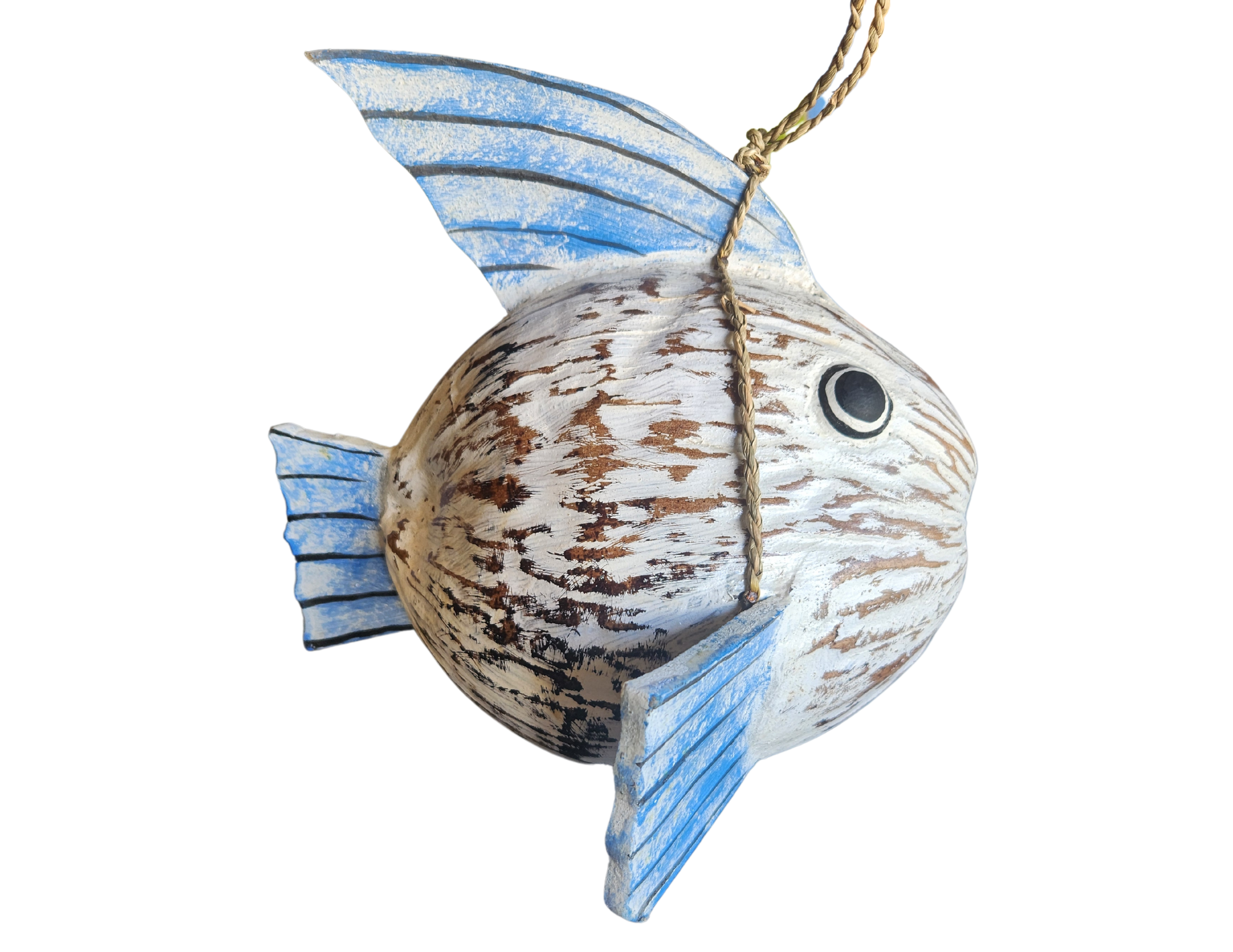 White Elephant - Wholesale Sculpture - Hand Carved Coconut FISH Table Top Art Carving 5