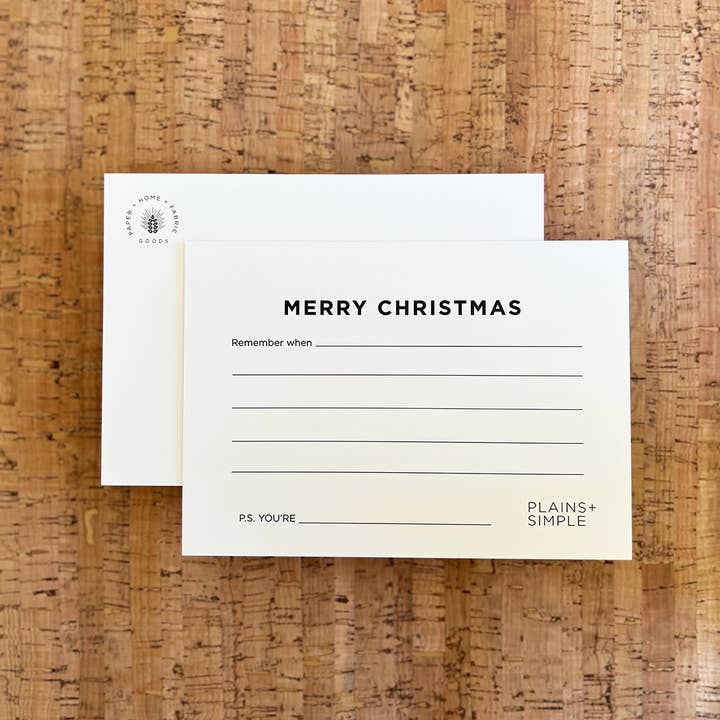 Einfach gesagt Frohe Weihnachten Remember When Postkarte für den Großhandel von Plains + Simple