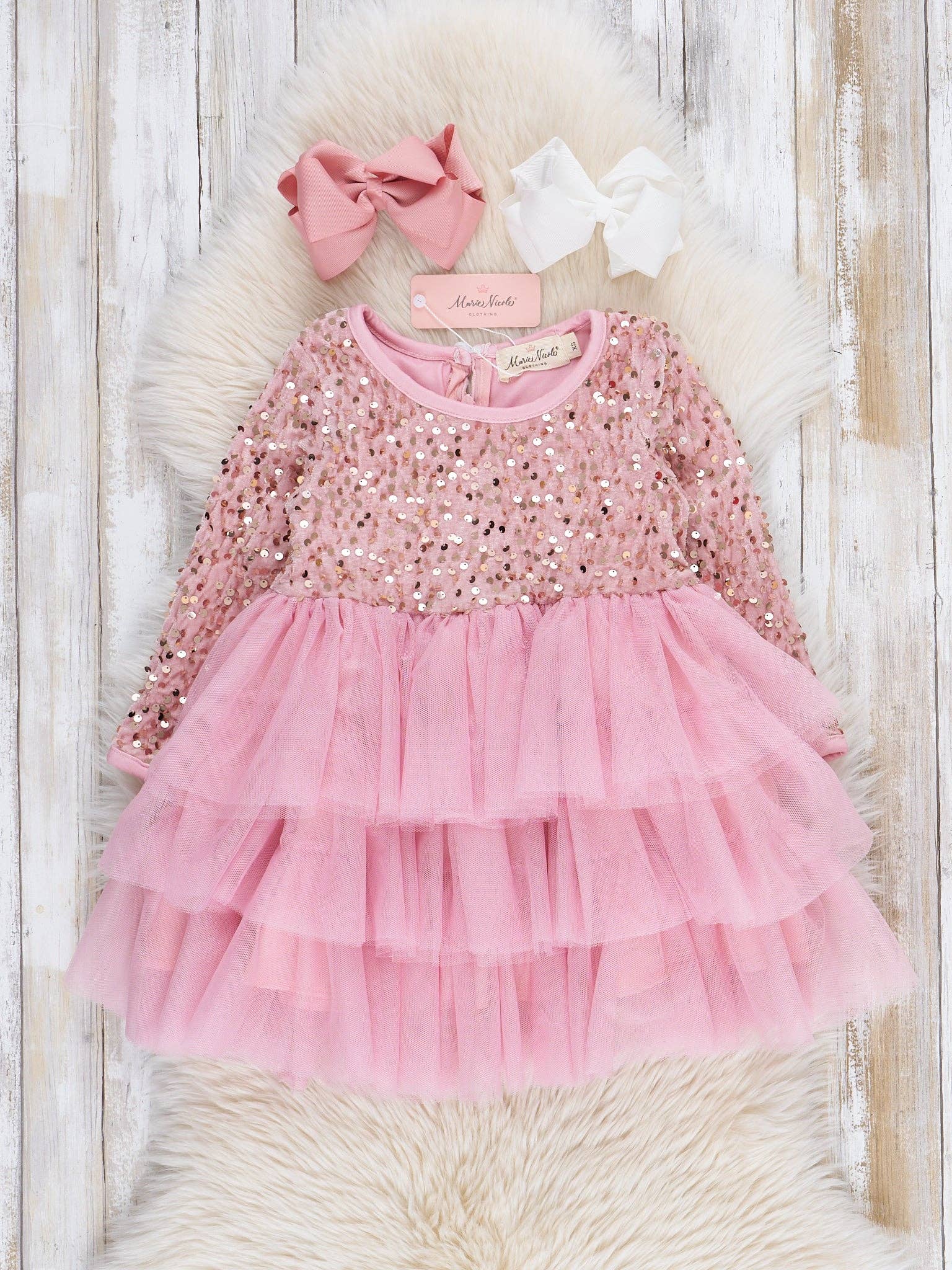 Marie Nicole Clothing - Wholesale Dress - Kids - Sparkle Party Triple Tiered Tulle Dress0