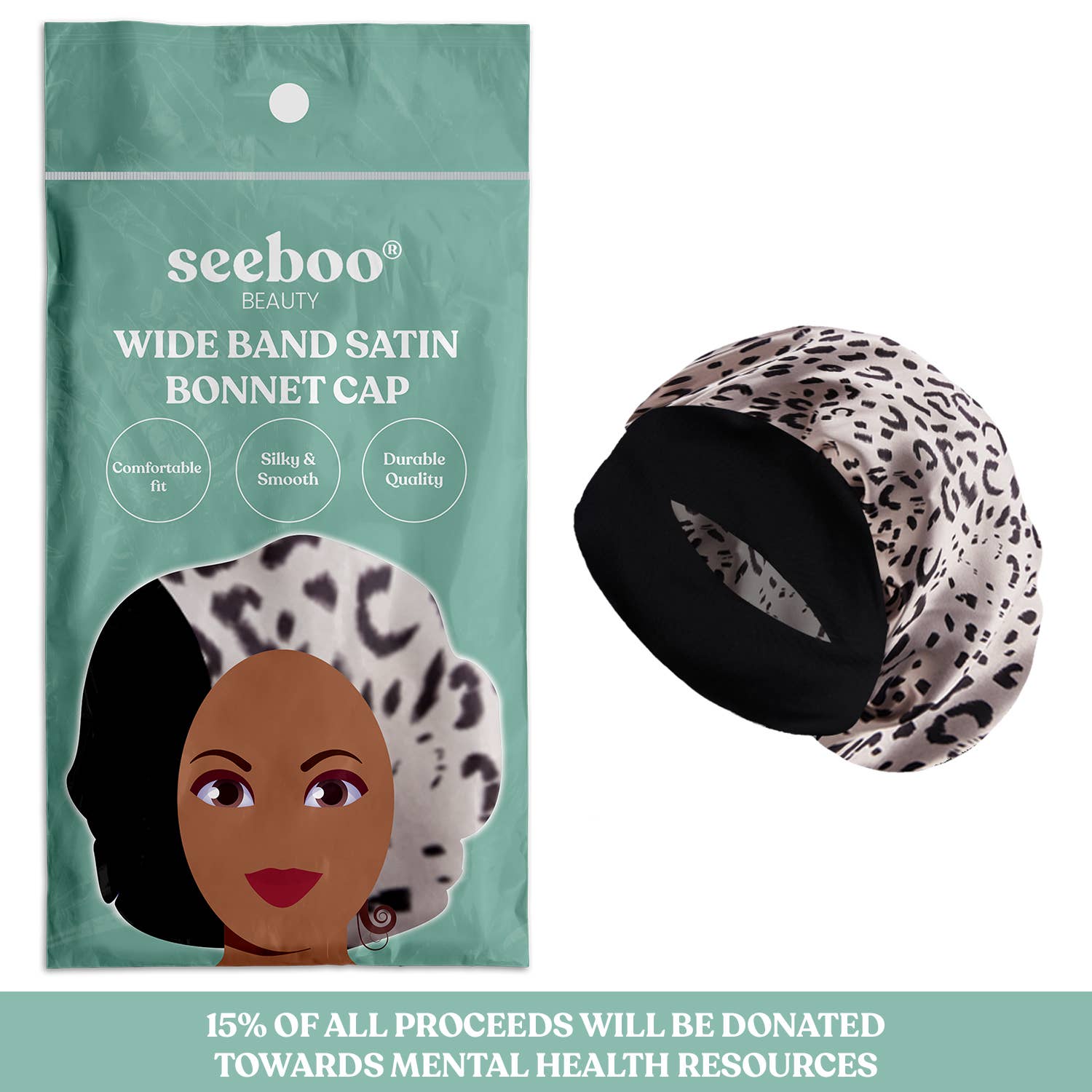 seeboo – wholesale Nattmössor- och hättor – Dam – Bredband Satin motorhuvmössa - Leopard1