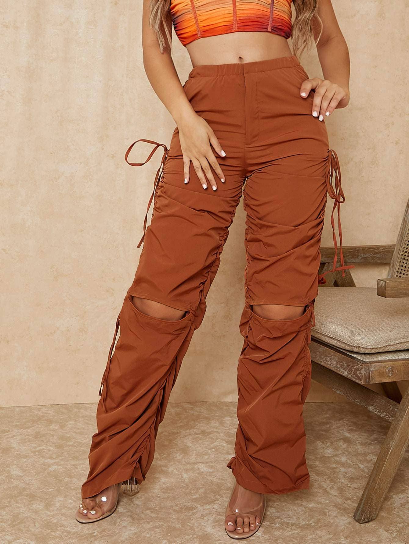 Flarix - Wholesale Pants - Women's - Ruched Drawstring Cargo Pants8