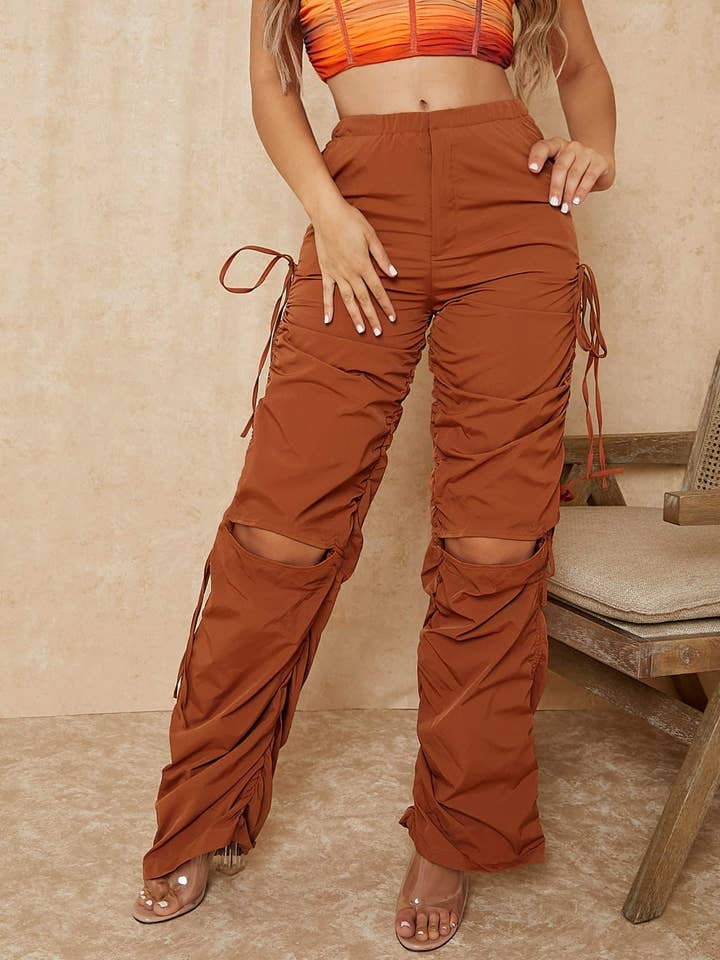 Flarix - Wholesale Pants - Women's - Ruched Drawstring Cargo Pants8