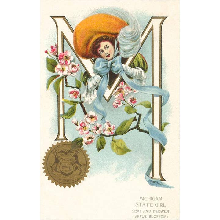 Postcard MI-314 Michigan State Girl for wholesale by Found Image Press