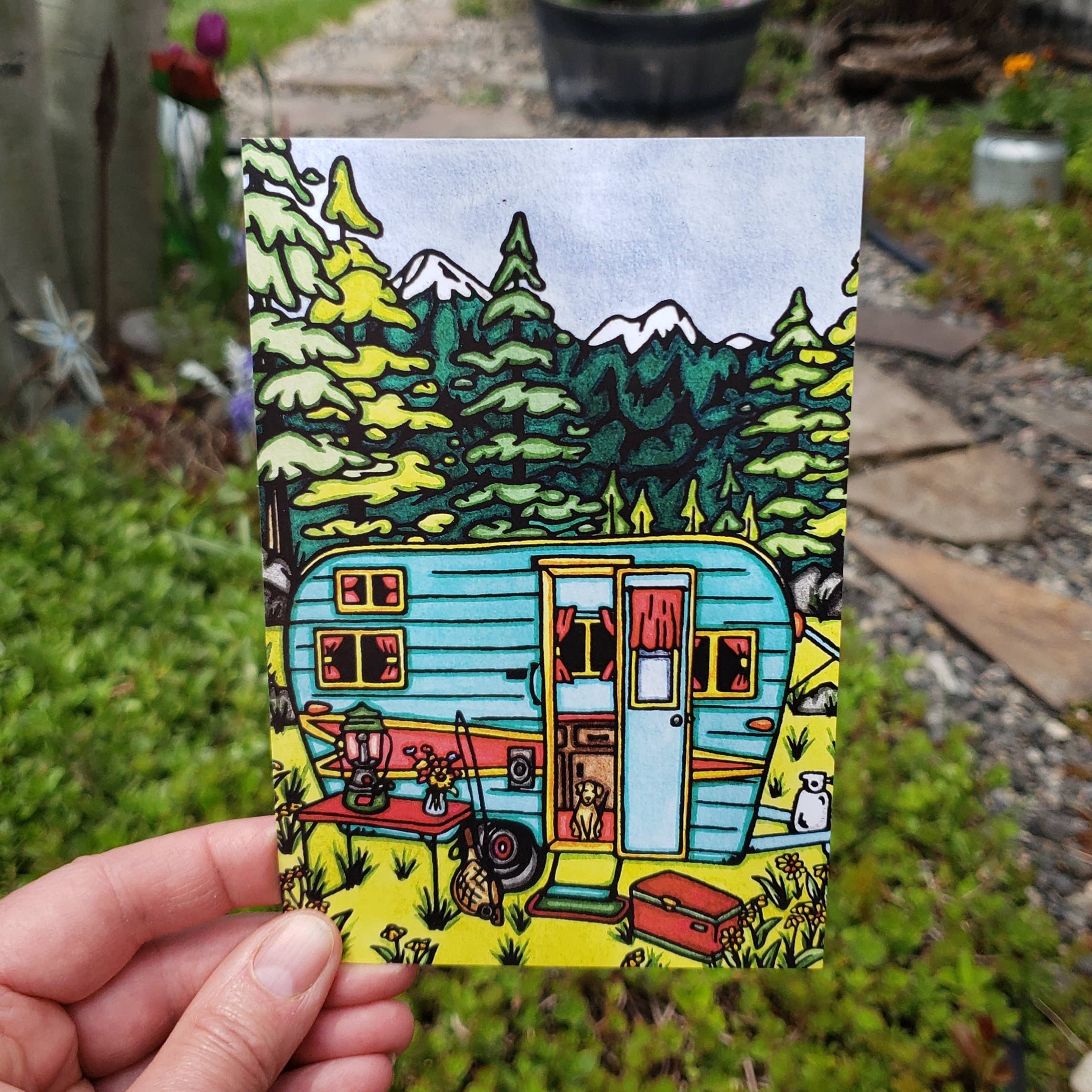 Sarah Angst Art - Wholesale Postcard - Postcard - Camper Camping