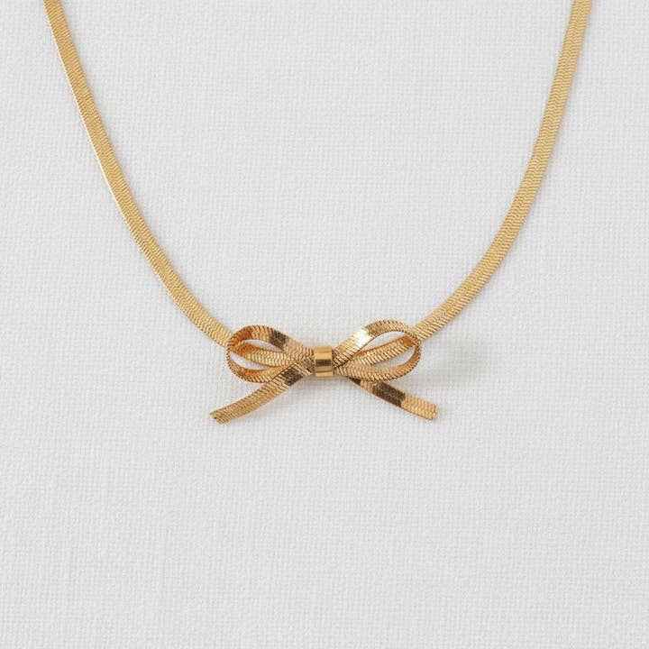 Gold Bow Tie Pendant Necklace for wholesale by paperln