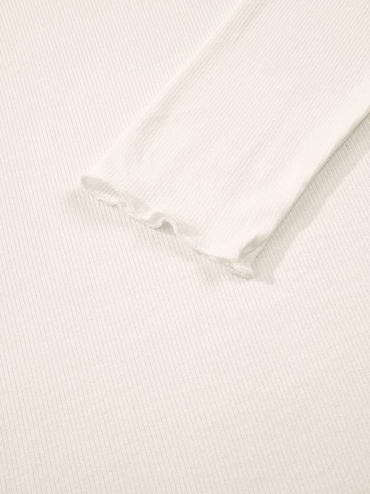 Lovesoft – wholesale Knit top – Women's – Black Ribbed Knit Lettuce Trim High Neck Long Sleeve Top20