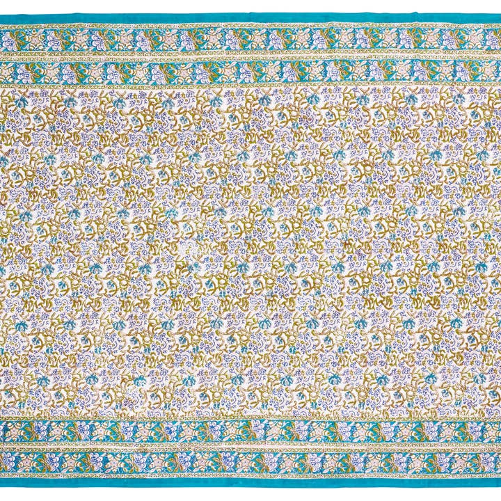 Monreale - Décor simple Mezzero en coton turquoise - 180x270 pour la vente par Novità Home