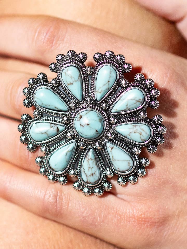 Western Hand Stone Concho Ring for wholesale by Urbanista