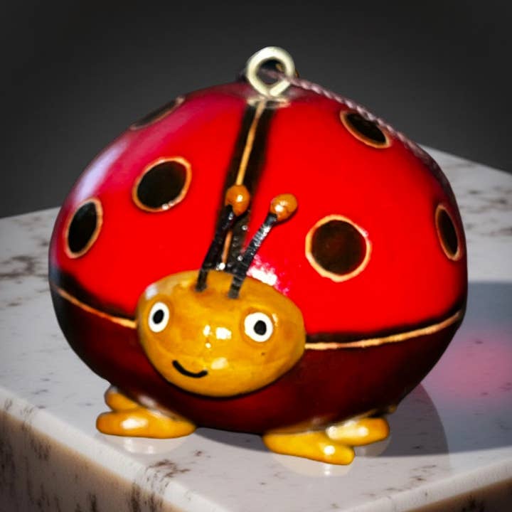 Nyckelpiga - Handmålad och bränd prydnad av kalebass för wholesale av Sanyork Fair Trade