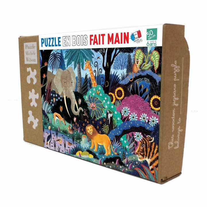 Children Wooden art jigsaw puzzle - NIGHT IN THE JUNGLE for wholesale by Wilson Jeux