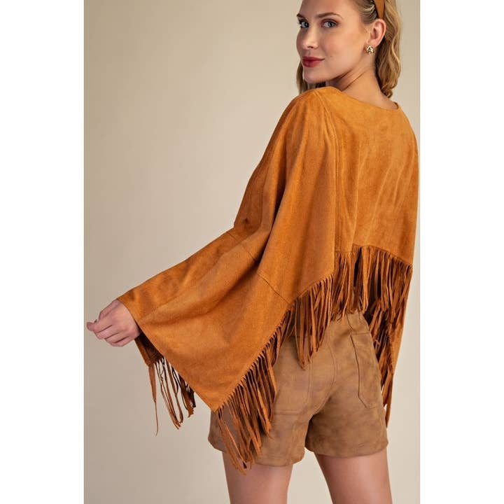 Upmost - Wholesale Jacket - Women's - Women Suede Fringe Cape4