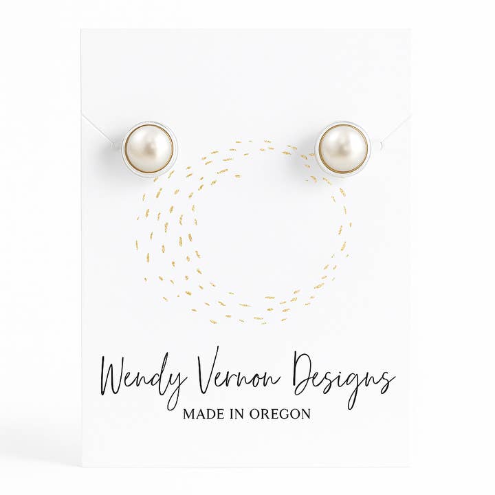 Brincos de Pérola de Água Doce com Aro em Prata Esterlina Miniatura por atacado de Wendy Vernon Designs