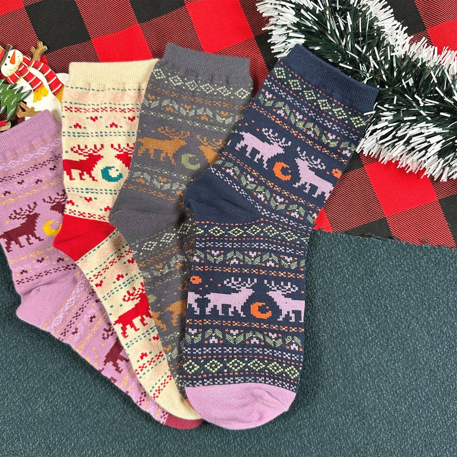 7DAYSSOCKS - Wholesale Socks - Women's - Women's Crew Winter Night Deer Socks8
