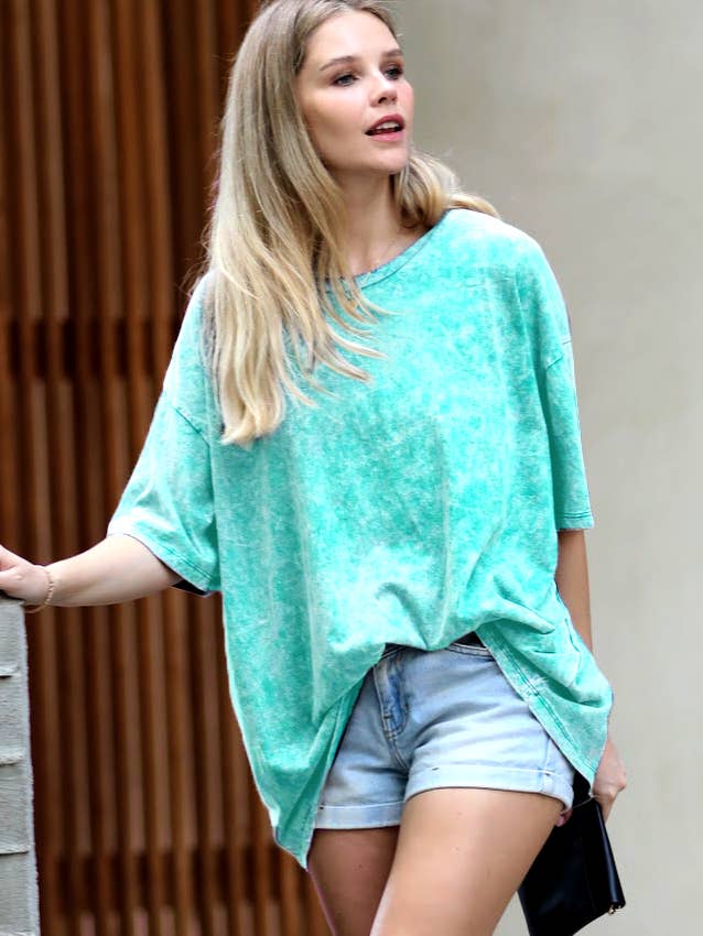 ",..Acid Wash Cotton Oversized Tee for wholesale by 42POPS