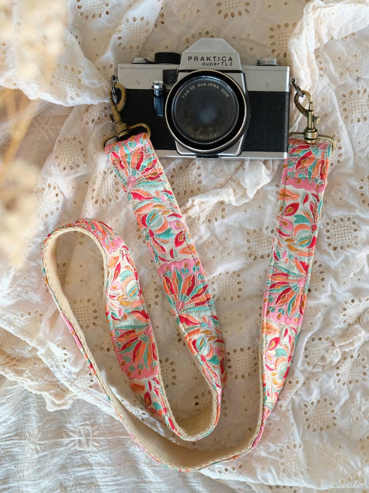 Handmade Phone Cord/ Bag Strap/ Camera Strap PALMETTE LIGHT for wholesale by La N'atelier
