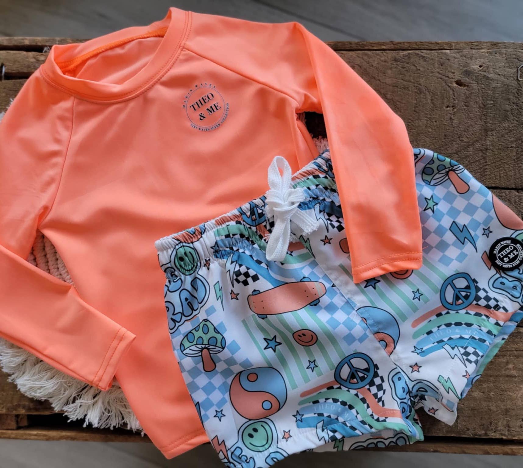 Rufflеѕ & Bоwtіеѕ - Affordable Boys & Girls Clothing - Wholesale Swim Shorts - Kids - Boys Toddler Swim Trunks Swimsuit - Bright Colored Be Rad 5