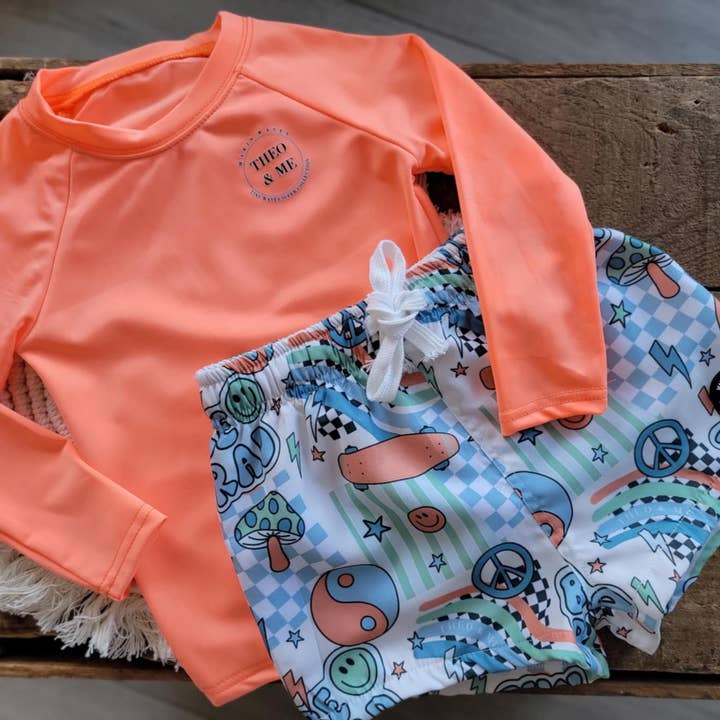 Rufflеѕ & Bоwtіеѕ - Affordable Boys & Girls Clothing - Wholesale Swim Shorts - Kids - Boys Toddler Swim Trunks Swimsuit - Bright Colored Be Rad 5