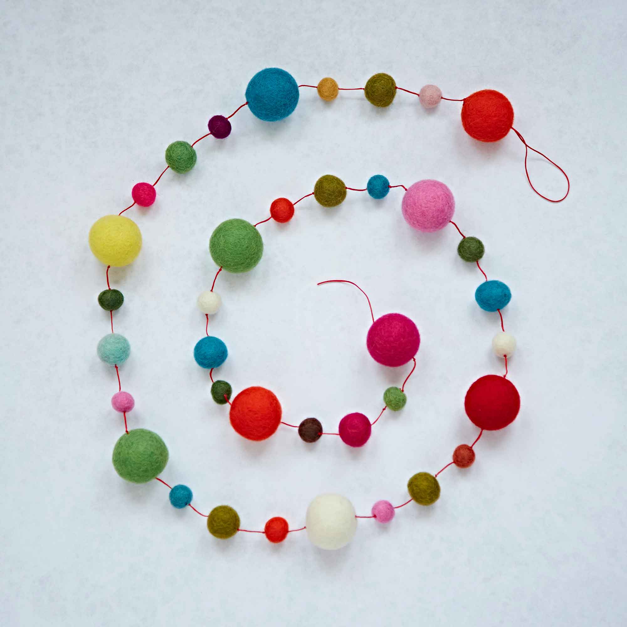The Paper High Gift Company Limited - Wholesale Bunting/garland - Felt Small and Large Ball Garland