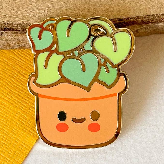 Spilla in smalto - Pianta Felice per la vendita all'ingrosso da parte di Laurel Mae Art