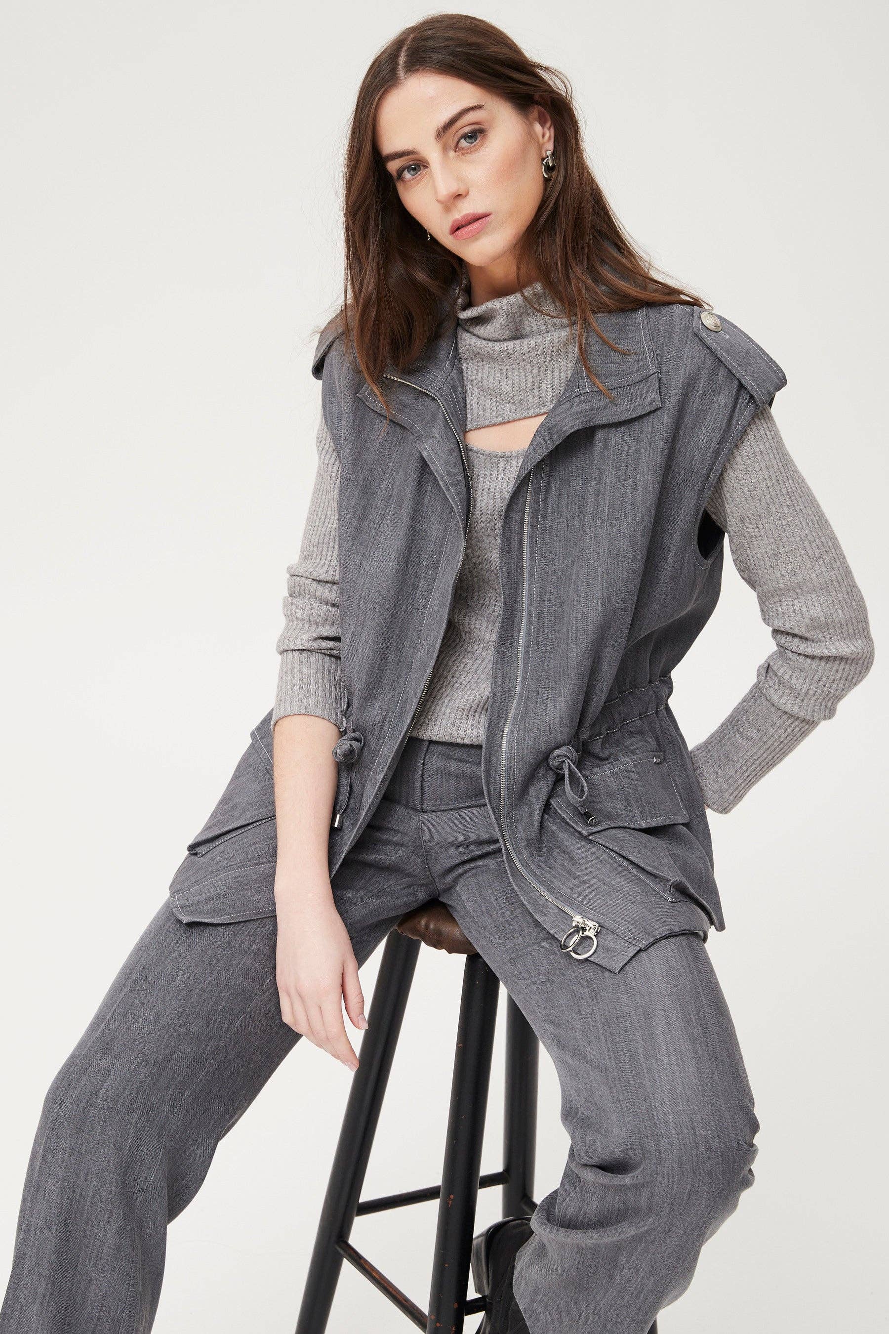 GRAY  Inesa tencel vest for wholesale on Faire0