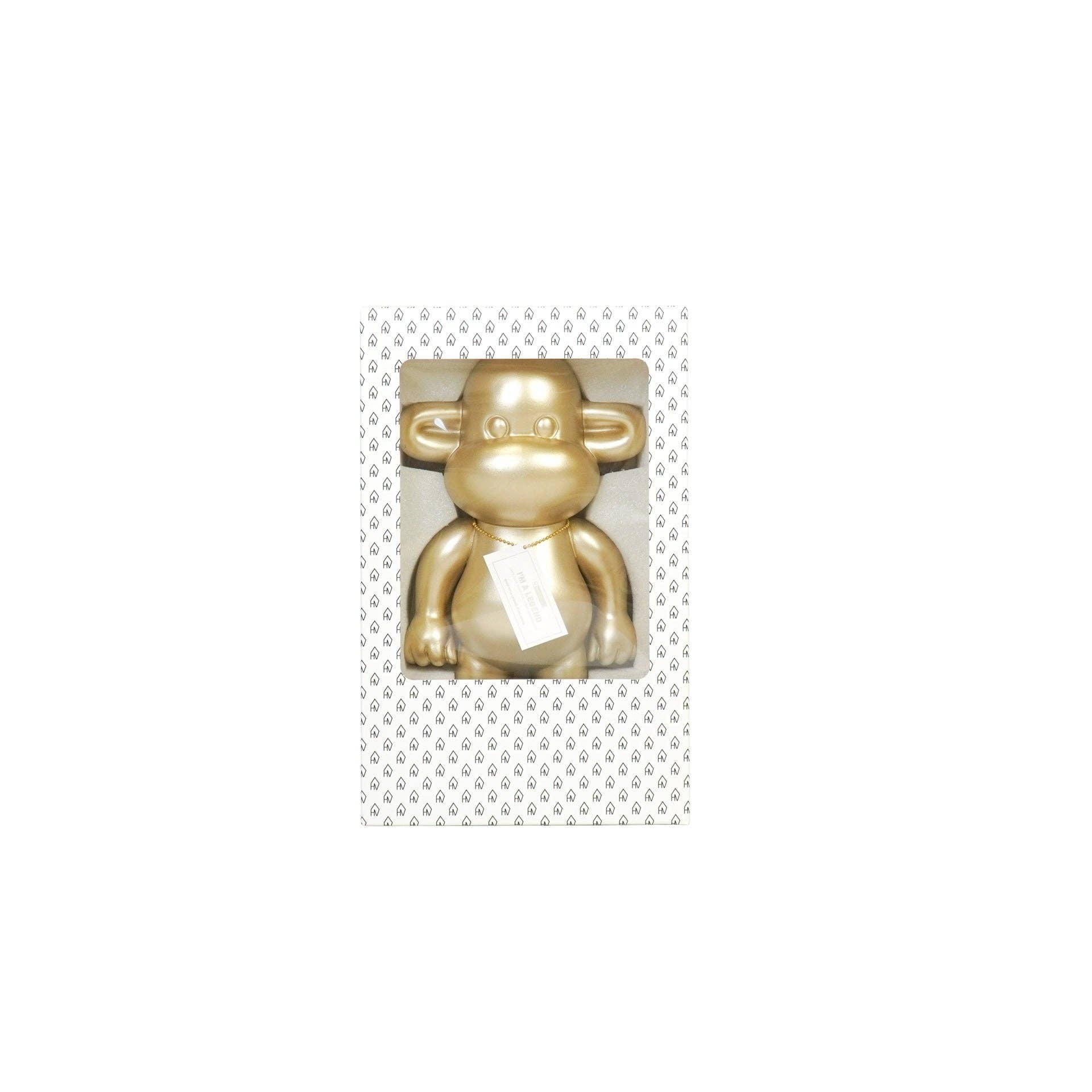 Housevitamin bv - Wholesale Decoratief beeldje - Ornament - Apenbeeldje 'The Legend' - Polyresin - Goud - 20,5x13,5x35cm4