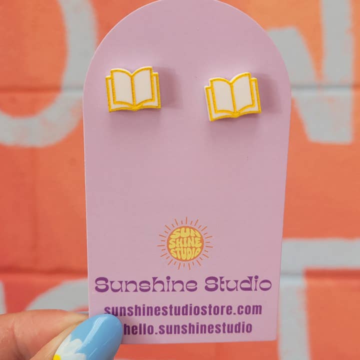 Sunshine Studio - Wholesale Stud/Post Earrings - Open Book Tiny Stud Earrings2