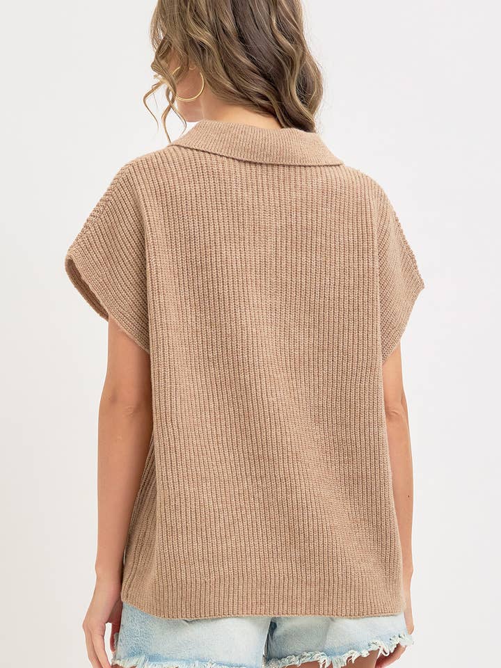 Sweet Lovely by Jen - Wholesale Knit Sweater - Women's - COZY CASUAL RELAXED FIT BUTTON PLACKET SWEATER TOP5