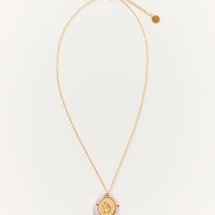 Palas - Vente Colliers à pendentif - Santa Maria Lilac - Collier médaille dorée avec pierres lilas5
