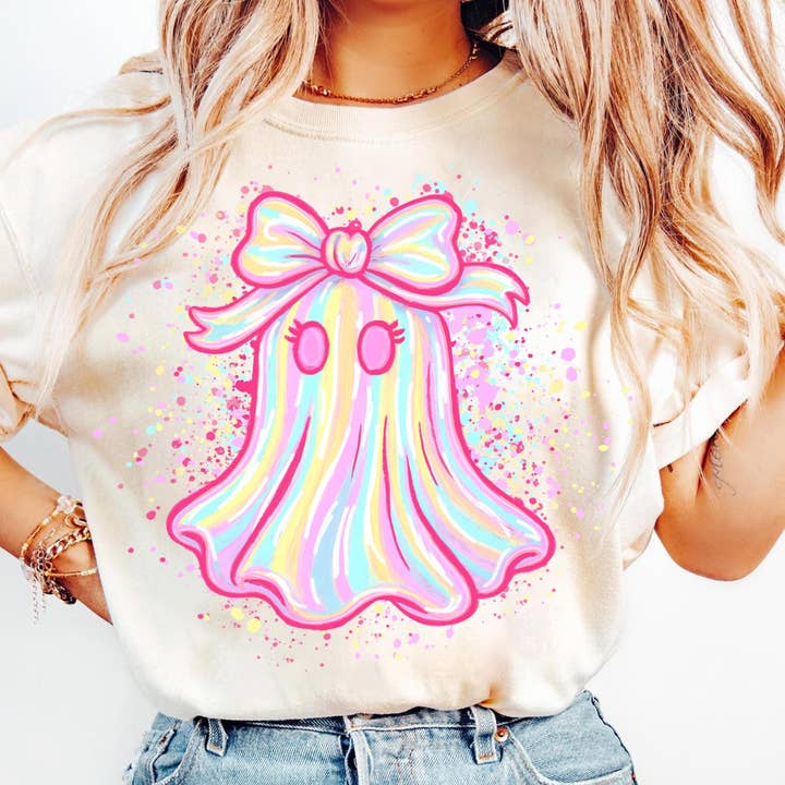 Camiseta Comfort Colors Fantasma Rosa, Sudadera Fantasma de Halloween para venta al por mayor de Glaime