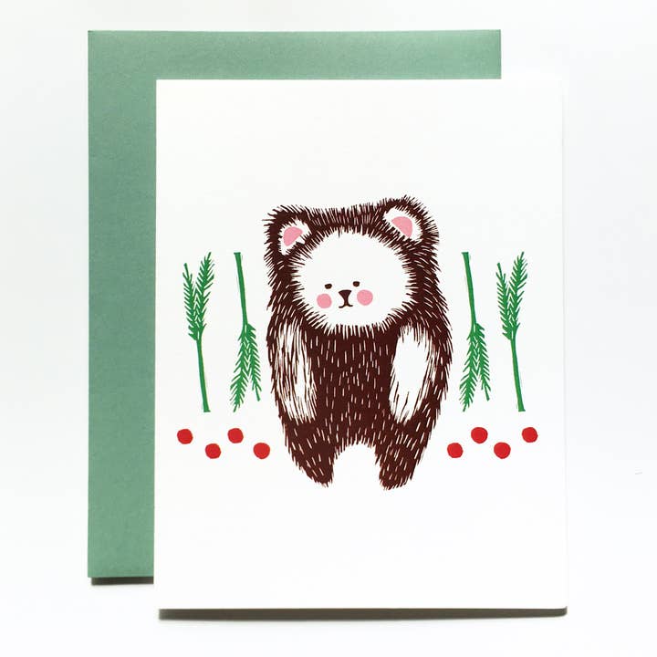 Winter Bear card for wholesale by Loaded Hips Press
