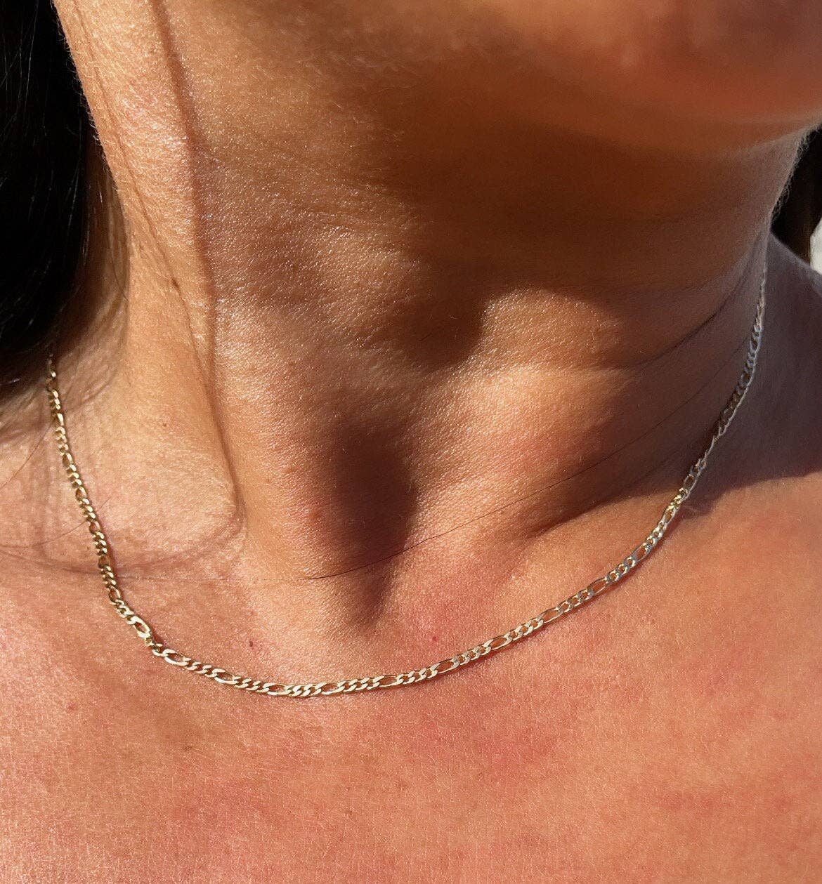 Milie – Engroshandel Led/kæde halskæde – 18k GF 2mm Figaro 3X1 Kædehalskæde6