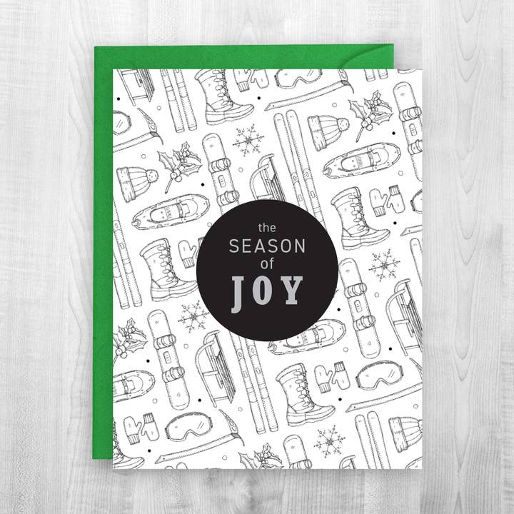 Season of Joy - B&W Color Your Own Holiday Card for wholesale by Sherpa Ant