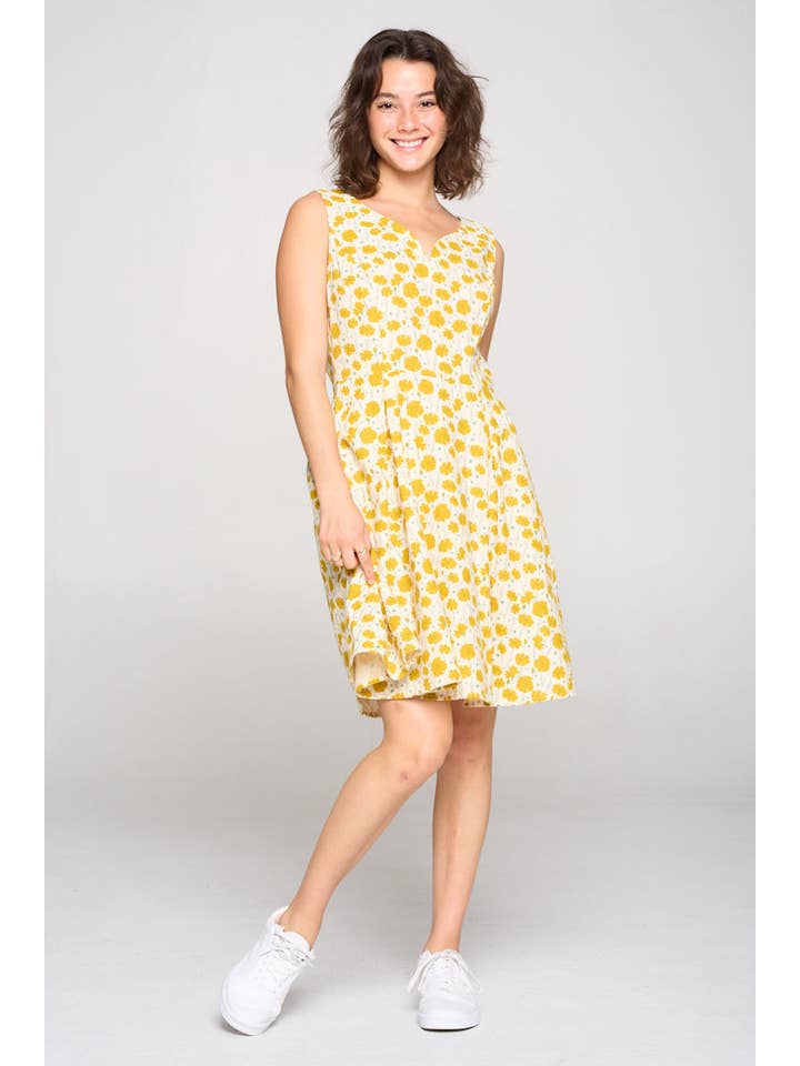 Floral Mustard Cotton Dress for wholesale on Faire