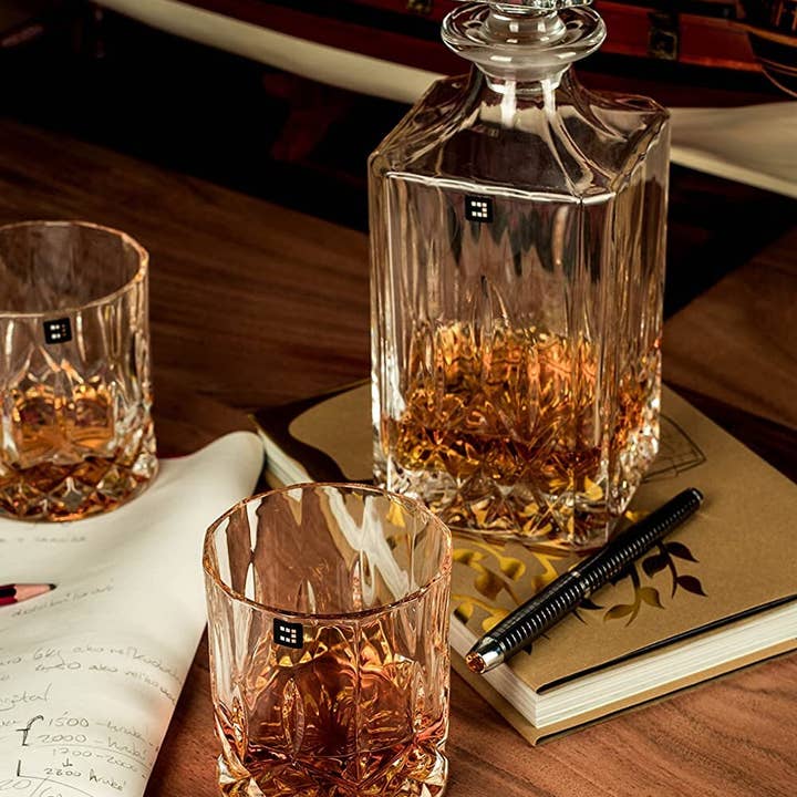 DIAMANTE - Wholesale Decanter - Dorchester Whisky Decanter Set - 1 Crystal Decanter With 2