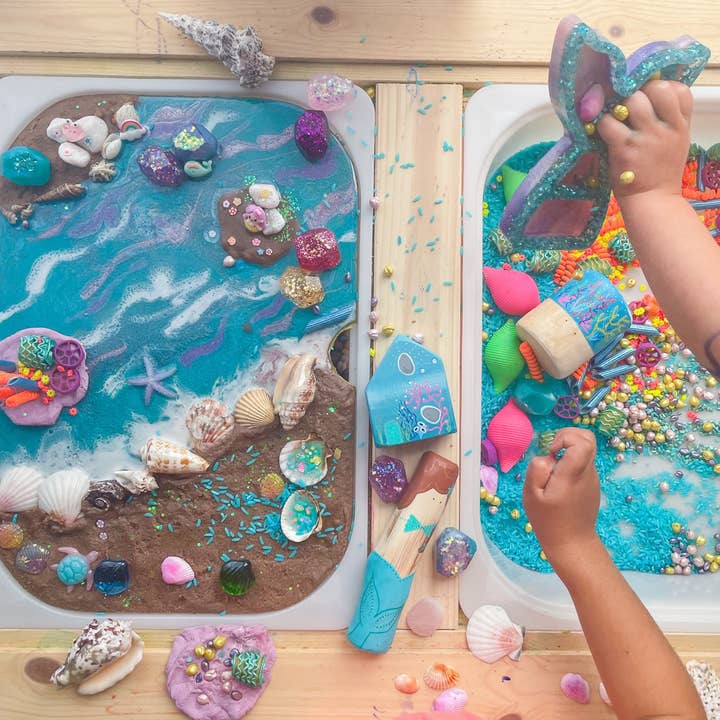 Love Teach Play - Wholesale Toy Set - Kids - Magical Mermaid Themed Resin Playscape Tray for Flisat Table
