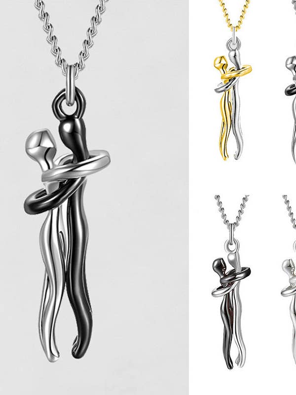 Love Hug Halskette, Unisex, Herren, Damen, Paar, Schmuck, schlichtes Temperament, Schlüsselbeinkette, Valentinstag, Geschenk für Liebhaber für den Großhandel von Fui fui jewelry llc