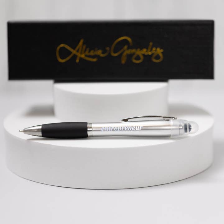 Stylo lumineux avec logo ENTREPRENEUR pour la vente par Alicia Gonzalez