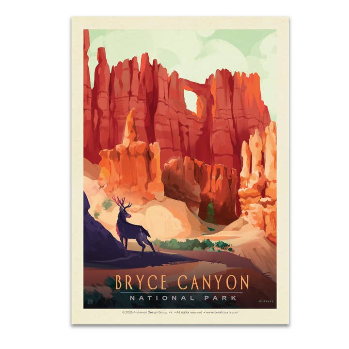 Carte postale du cerf mulet du parc national de Bryce Canyon pour la vente par Tourist Courts