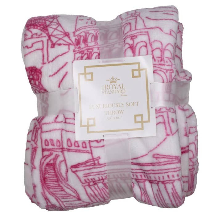 World of Wonder Throw Pink/White 50x60 for wholesale by The Royal Standard