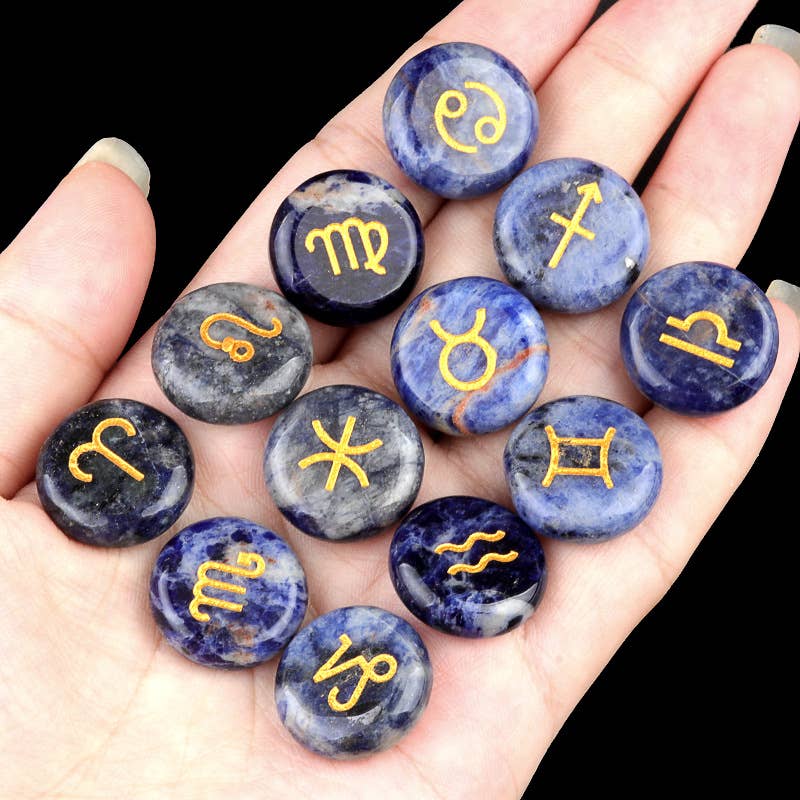 Gemcohub - Wholesale Spiritual Stone/Crystal - 12 Constellation Rune Aura Stone Christmas Gift6