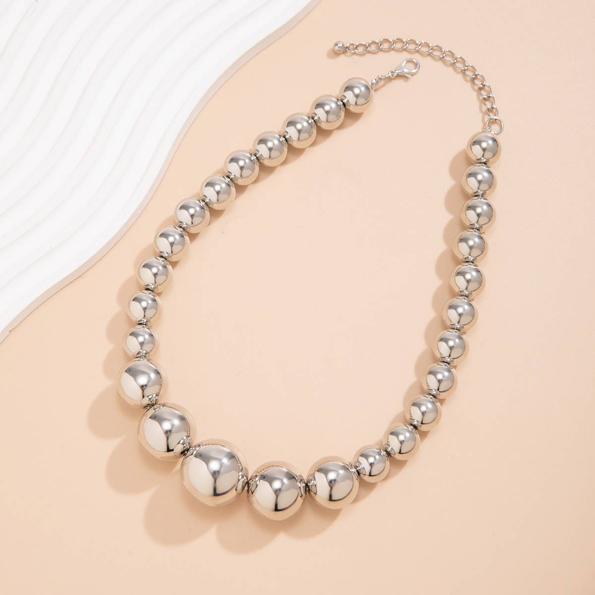 ACCITY - Wholesale Jewelry Set - VINTAGE MINIMALIST LARGE BEADED NECKLACE BRACELET_CWAJE117212