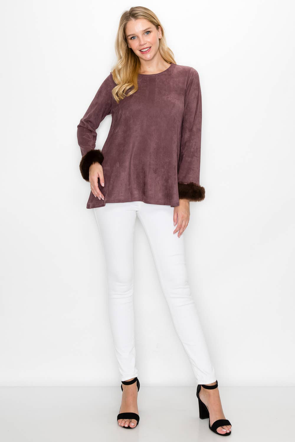Joh Apparel - Wholesale Tunic - Women's - Anabelle Stretch Suede Fur Top3