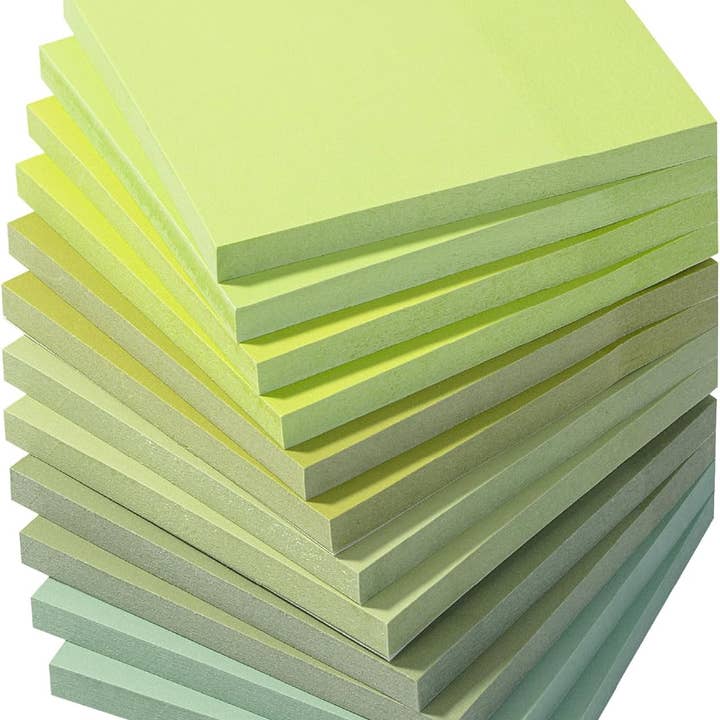 Green Sticky Notes 3x3 Inch, 12 Pads, 600 Sheets, Shades of Green for wholesale by Mr. Pen
