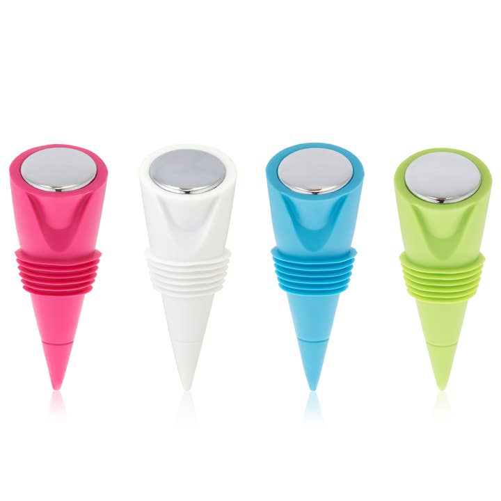 TRUE - Wholesale Wine Stopper - Cone Silicone Bottle Stoppers Set of 2 ASST COLORS0