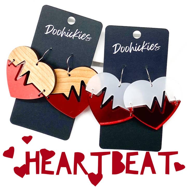 1.5" Heartbeat Dangle Earrings -Nurse Earrings for wholesale by Doohickies