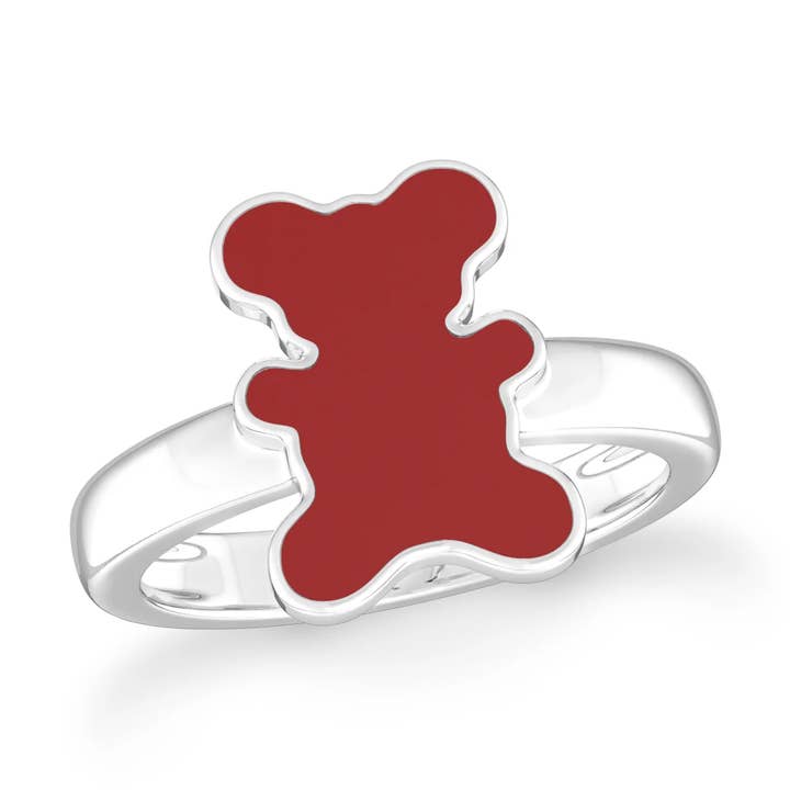 Natural Garnet Teddy Shape Ring, Sterling Silver for wholesale by Nature Crafts