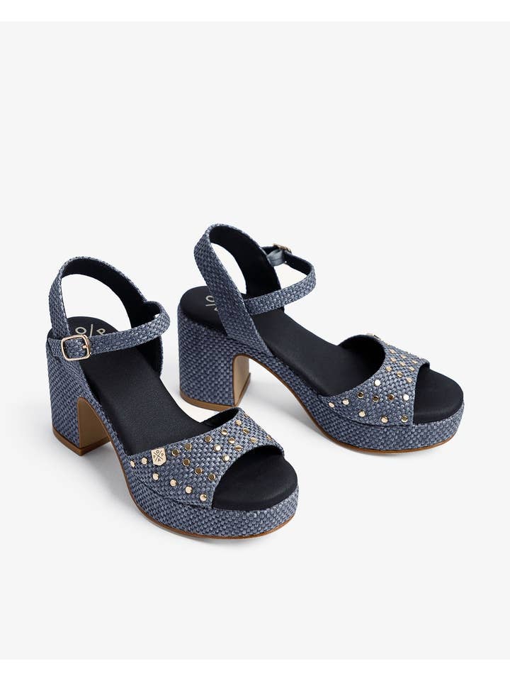 POPA - Wholesale Platform Heels - Women's - Daira Raffia Black Sandal1