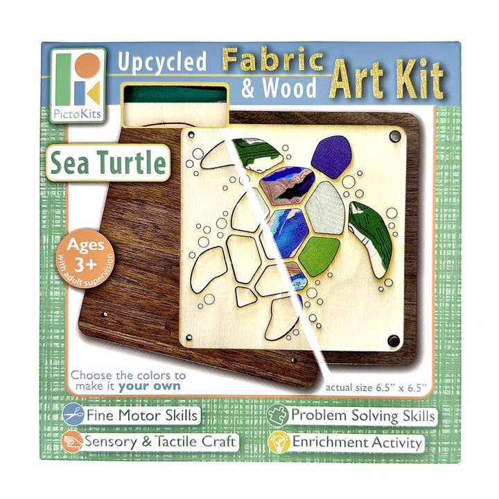 Fabric & Wood Art Kit - Sea Turtle for wholesale by Picto Kits