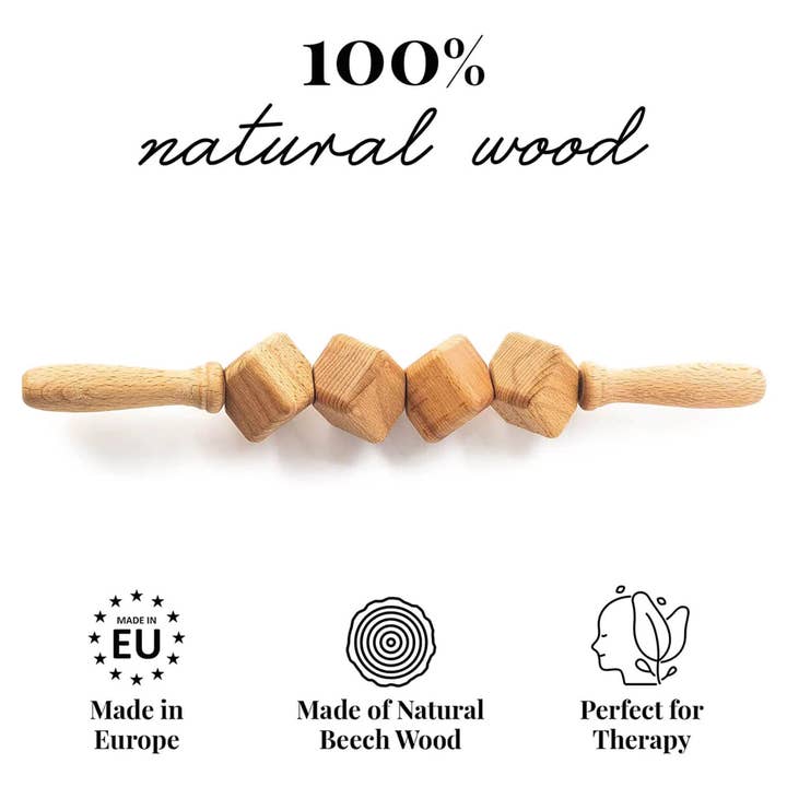 Tuuli GmbH - Vendita all'ingrosso Massaggiatori - Rullo per massaggio anticellulite in legno, con spazzola, a forma di cubo